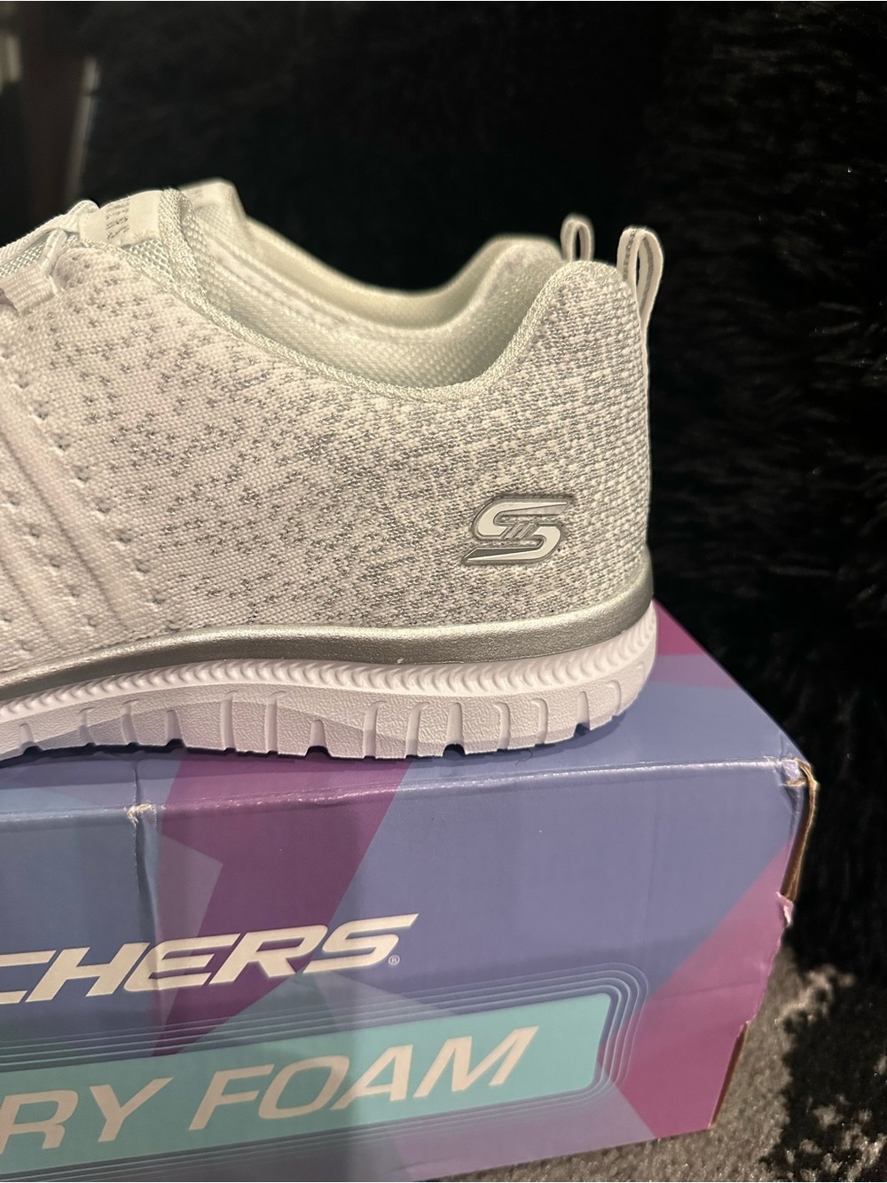 Skechers Women's Light Gray Knit Slip-On Sneakers - Picture 2 of 4